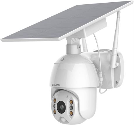 SOLIOM S600 Solar Security Camera, 360° Pan-Tilt, Motion Detection