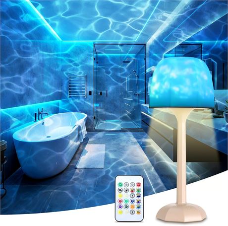 Waterproof Shower Lamp - Cordless Bath Light with 16-Color Projection Touch