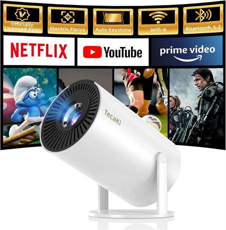 Netflix Licensed Mini Projector, 1080P with WiFi/Bluetooth, 180  Rotatable