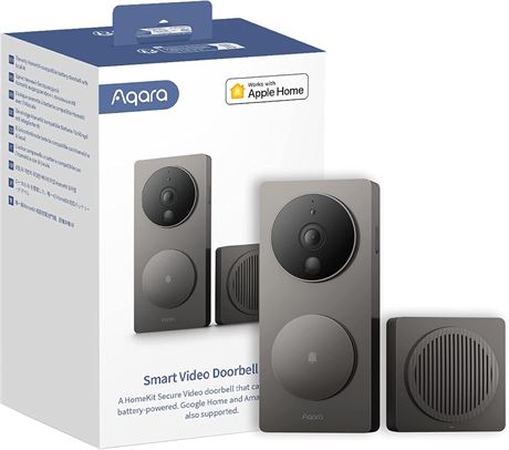 Aqara G4 Video Doorbell 1080p HomeKit Wi Fi Wireless or Wired Chime Gray