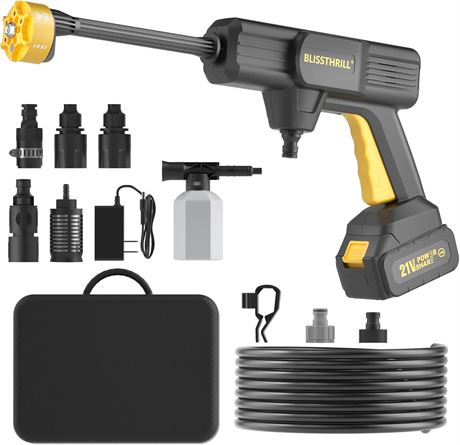 Cordless Pressure Washer 1100 PSI 2.4 GPM; 6-in-1 Nozzle, Foam Cannon; 21V