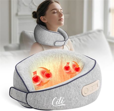 CILI Cordless Neck Massager Pillow with Heat, Shiatsu, 3 Intensities