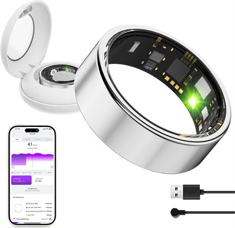 Bague connectée intelligente argent étanche suivi sommeil sport iOS/Android