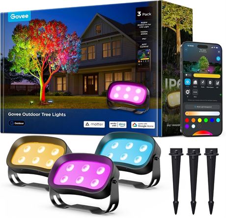 Govee Tree Lights 3-Pack, RGBWIC LED, IP67, Alexa/Google/Matter