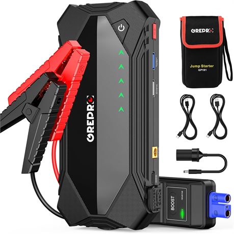 Démarreur de Voiture GREPRO 3000A, Charge Rapide, USB, 12V