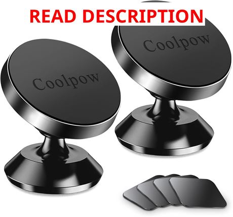2-Pack Magnetic Car Phone Mount 360° Rotation Strong Magnet Universal Dashboard