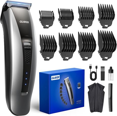 GLAKER Cordless Hair Clippers for Men, Ceramic Blade, USB-C Rechargeable