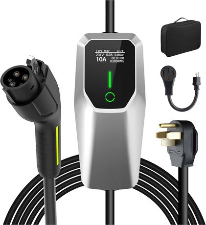 Chargeur portable VE niveaux 1 et 2 240V 32A c ble 26 pi 14-50 SAE-J1772