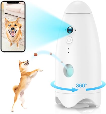 ZRHI Dog Camera with Treat Dispenser, 2K HD, 360 View