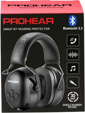 PROHEAR 037 Bluetooth Hearing Protection – 120H Playtime, 30dB NRR