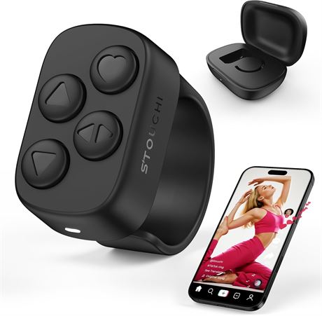 Stouchi Bluetooth 5.4 Ring Remote for TikTok, 100Hrs Battery, iPhone/Android