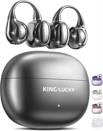 King Lucky Clip-on Open Earbuds Bluetooth 5.4, 50H Battery, Waterproof Black