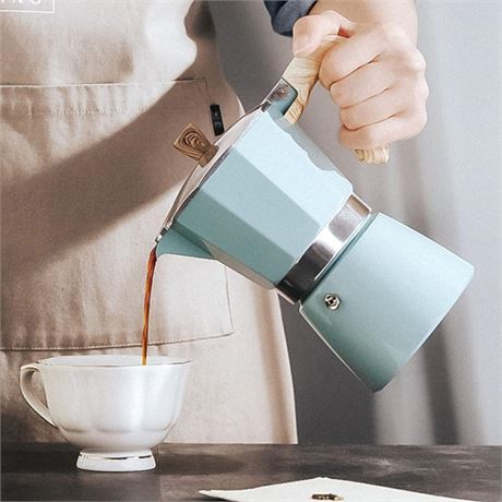 MORDEN MS Moka Pot, Stovetop Espresso Maker 6-Cup/10 oz, Blue