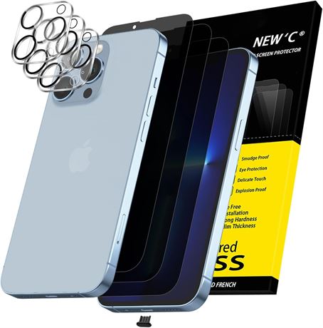NEW'C Verre Trempé iPhone 13 Pro + Lentilles + Bouchon Poussière