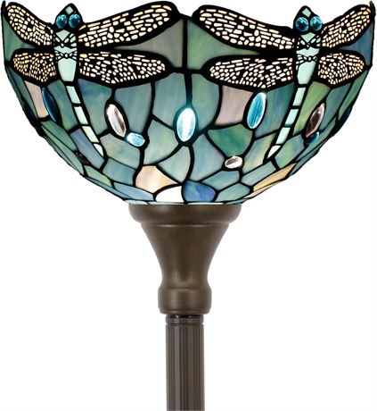 Tiffany Floor Lamp Torchiere Stained Glass Dragonfly Torch Lamp 12x12x67
