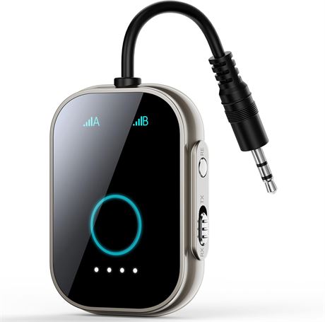 Bluetooth 5.3 Transmitter/Receiver, 2-in-1 Adapter for TV, Car, Airplane