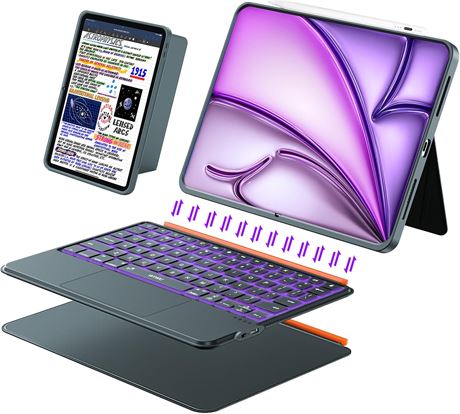 iPad Air 13-inch Case Keyboard with Trackpad, Magnetic Detachable, Backlit