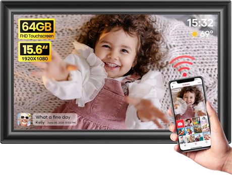 Frameo 15.6" Digital Photo Frame 64 GB Touch Screen FHD 1920×1080 WiFi Sharing
