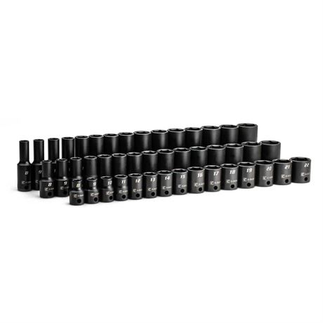 3/8 in. Drive Metric Impact Socket Set (Shallow/Semi-Deep/Deep, 45-Pc)
