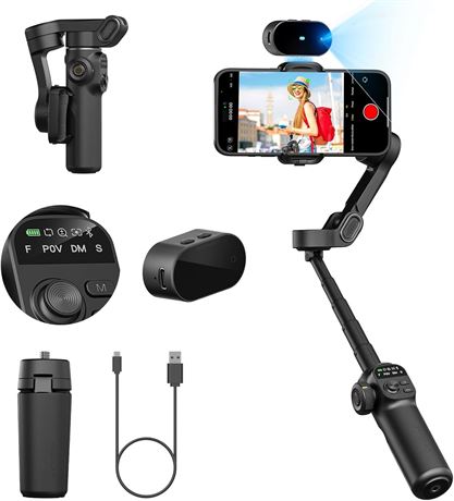 AOCHUAN Smart X2AI 3-Axis Gimbal iPhone Android OLED 20CM Rod Black
