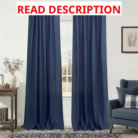Navy Blue Linen Curtains 84-Inch, Dark Blue Sheer for Living Room