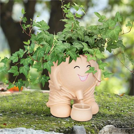 LASTOOLS Swing Face Planter Pot, Hanging Resin Flower Head Planter Gift
