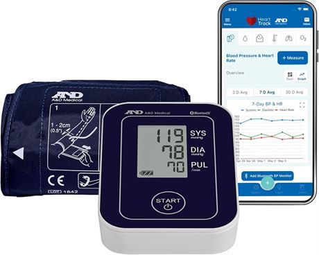 A&D Bluetooth Blood Pressure Monitor – Upper Arm, iOS/Android Compatible