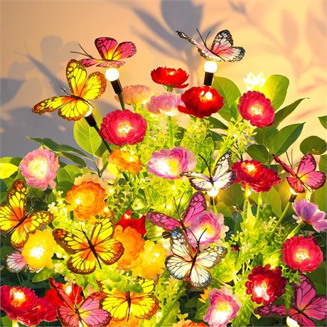 GARPAR lumières solaires jardin papillons fleurs lot de 3