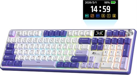 RK Royal Kludge S104 Wireless Mechanical Keyboard, RGB, BT/2.4G/USB-C