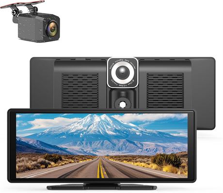 Dash Camera with Mobile Video Link, 10.26" Touchscreen, 4K Front/1080P Rear