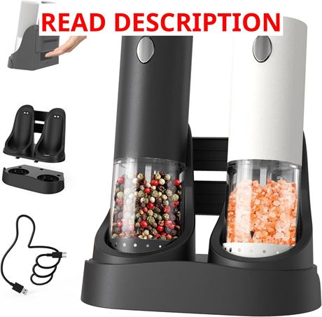 CIRCLE JOY Electric Salt & Pepper Grinder Set with USB Rechargeable, LED Light