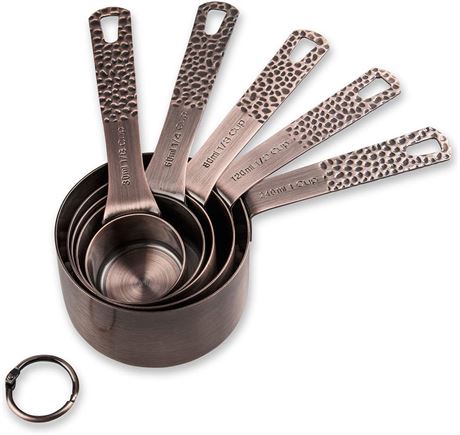 Smithcraft Copper Measuring Cups Set of 5 Metal Kitchen Measuring Tools