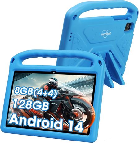 Weelikeit 10" Kids Tablet 4+4+128GB Blue