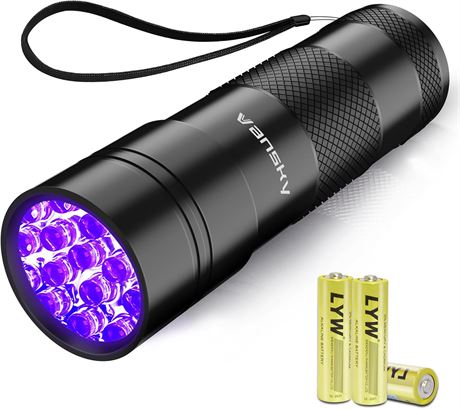 Vansky 12-LED UV Blacklight Flashlight for Pets Urine & Stain Detection