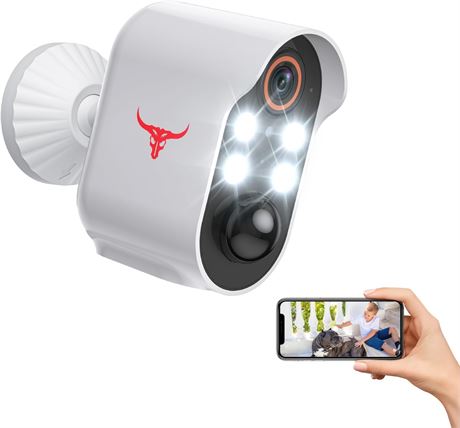 Hotfun Outdoor 1080P Smart Security Camera, AI Human Detection, Floodlight