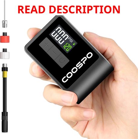 COOSPO Mini Electric Bike Pump AP-B1, Portable 120 PSI Presta/Schrader Pump