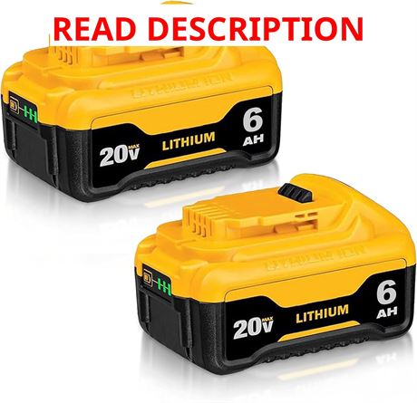 2-Pack 6.0Ah Dewalt 20V Max Battery (DCB200/201/203/204/206/180)