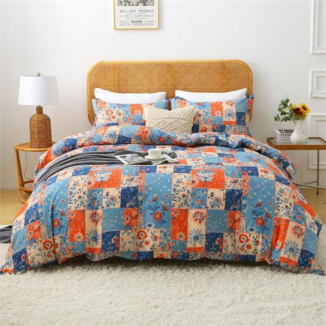Mooreeke Floral Twin Comforter Set, Boho Vintage Bedding, 2-Piece