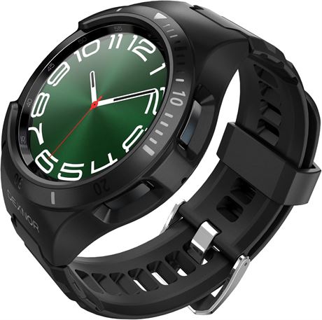 DEXNOR Rugged Case for Galaxy Watch 6 Classic, Military Band Black