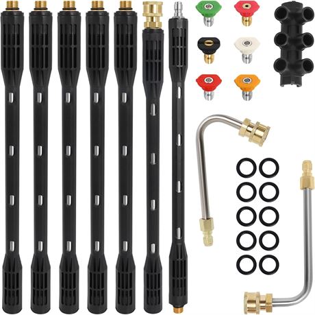 Pressure Washer Extension Wand with 6 Tips, 115in, 4000 PSI Gutter Cleaner