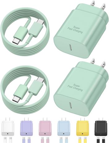 Chargeur Rapide USB-C 25W avec Câble 6ft Galaxy S24-S9