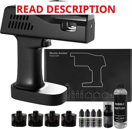 Electric Cocktail Smoke Gun - 2-in-1 Smoker & Edible Bubble Maker, 4 Aromas