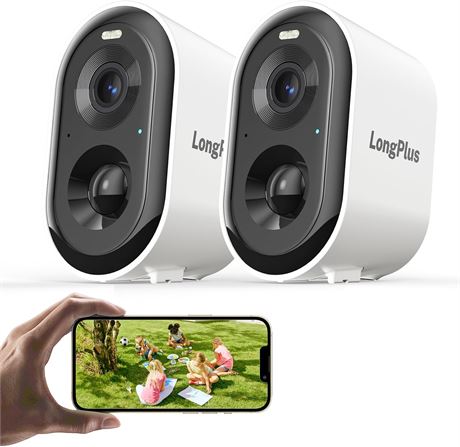 Caméra de Sécurité LongPlus 2K, WiFi, Détection Mouvement, Cloud