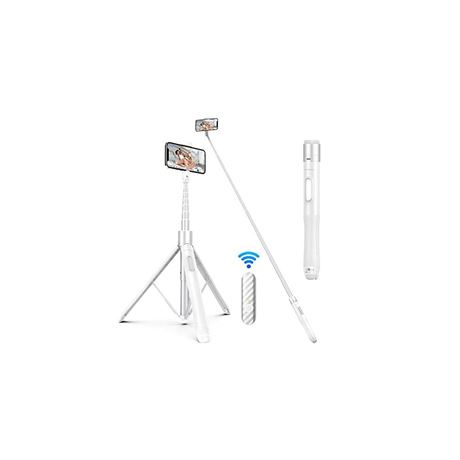 65" Selfie Stick Tripod, Extendable Phone Tripod with BT Remote, 360 Rotation
