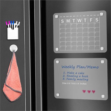Goefun Magnetic Weekly Fridge Calendar – 2 Pack + Markers