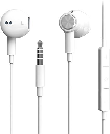 Hi-Res Extra Bass Earbuds with Microphone, 3.5mm Wired In-Ear Headphones
