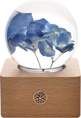 Boule de cristal hortensia bleue MISS LI GARDEN, déco cadeau