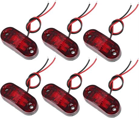Truck LED Trailer Lights 24V Oval Waterproof Marker Lights, Red, 6 Pcs