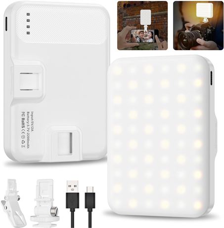 Lampe selfie 60 LED rechargeable clip blanc