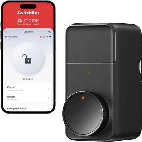 SwitchBot Smart Lock Pro, Keyless Entry, Electronic Deadbolt, Hub 2 Matter